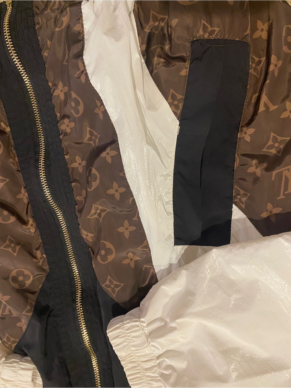 Louis Vuitton Brown Monogram Panel Bomber Jacket with Black & White Accents - Picture 6 of 7